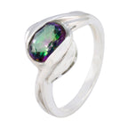 Mystic Quartz Solitaire Russian 925 Silver multicolor Gems Tiny Abstract Ring Jewellery