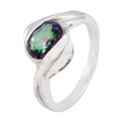 Mystic Quartz Solitaire Russian 925 Silver multicolor Gems Tiny Abstract Ring Jewellery