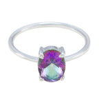 Mystic Quartz Solitaire Turkish 92.5 Silver multicolor Gems Elegant  Luxurious Ring Jewelry