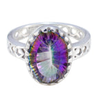 Mystic Quartz Solitaire Australian 925 Silver multicolor Gems Slim Filigree Ring Jewellery