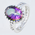 Mystic Quartz Solitaire Australian 925 Silver multicolor Gems Slim Filigree Ring Jewellery