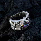 Mystic Quartz Solitaire German 925 Sterling Silver multicolor Gems Essential  Art Deco Ring Jewellery