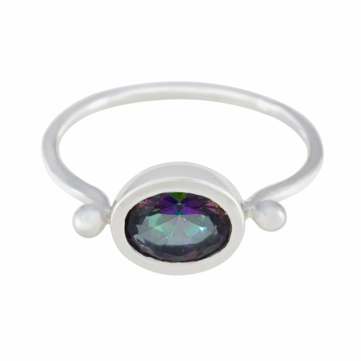 Mystic Quartz Solitaire American Silver multicolor Gems Dainty Trendy Ring Jewelry Huvudsaklig produktbild