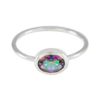 Mystic Quartz Solitaire Japanese Silver multicolor Gemstone Elegant  Sophisticated Ring Jewellery