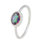 Mystic Quartz Solitaire Japanese Silver multicolor Gemstone Elegant  Sophisticated Ring Jewellery