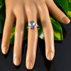 Mystic Quartz Solitaire Egyptian 925 Sterling Silver multicolor Gems Tiny Contemporary Ring Jewellery