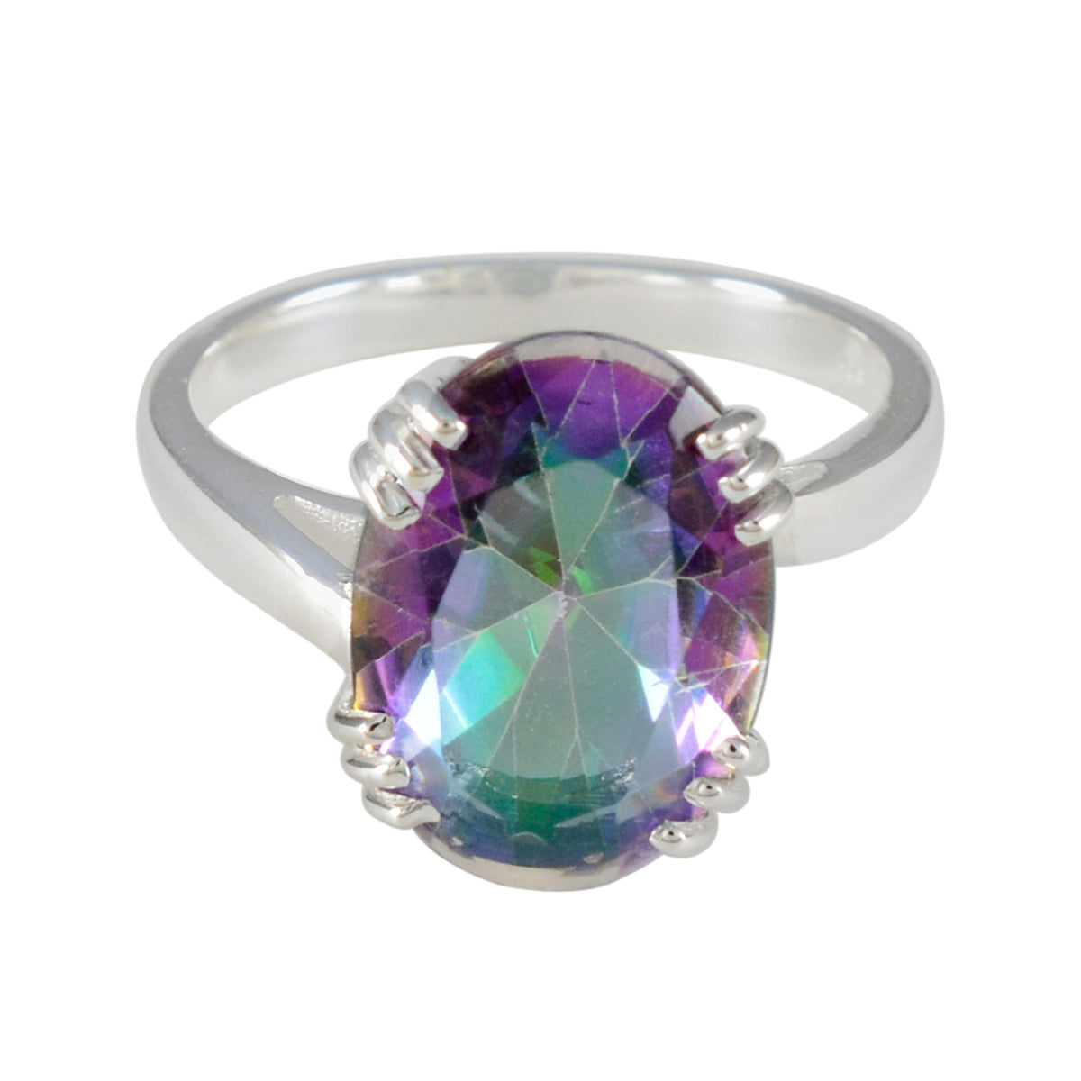 Mystic Quartz Solitaire Egyptian 925 Sterling Silver multicolor Gems Tiny Contemporary Ring Jewellery Immagine principale del prodotto