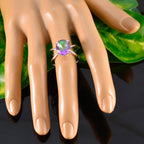 Mystic Quartz Solitaire African Silver multicolor Gemstones Tiny Boho Ring Jewelry