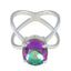 Mystic Quartz Solitaire African Silver multicolor Gemstones Tiny Boho Ring Jewelry