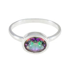 Mystic Quartz Solitaire Korean Silver multicolor Gems Dainty Modern Ring Jewellery