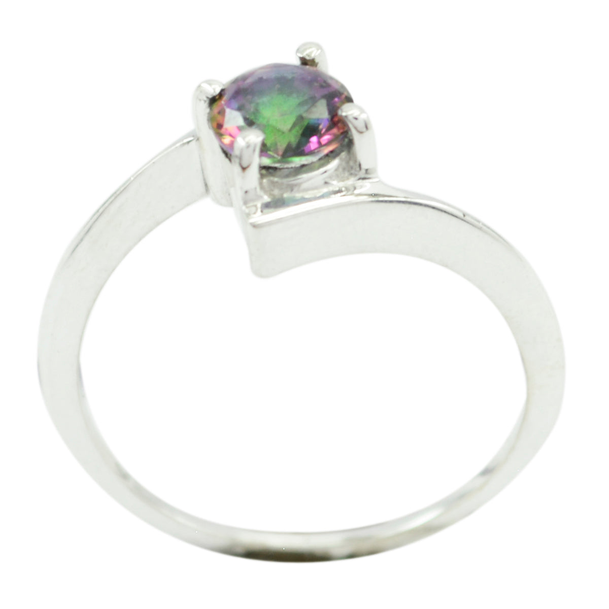 Mystic Quartz Solitaire Korean 925 Silver multicolor Gemstones Dainty Abstract Ring Jewelry Imagen principal del producto