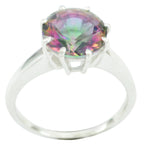 Mystic Quartz Solitaire Turkish 925 Sterling Silver multicolor Gemstone Whisper thin Fairytale Ring Jewellery
