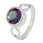 Mystic Quartz Solitaire French 92.5 Silver multicolor Gemstones Tiny Glamorous Ring Jewelry