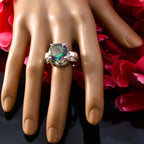 Mystic Quartz Solitaire German Silver multicolor Gemstone Chunky Modern Ring Jewelry