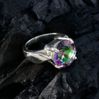 Mystic Quartz Solitaire African 92.5 Silver multicolor Gemstones Essential  Luxurious Ring Jewelry