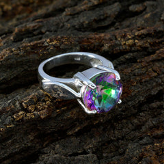 Mystic Quartz Solitaire African 92.5 Silver multicolor Gemstones Essential  Luxurious Ring Jewelry