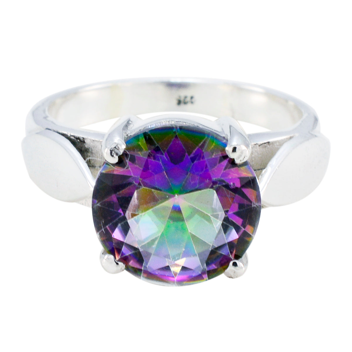 Mystic Quartz Solitaire African 92.5 Silver multicolor Gemstones Essential  Luxurious Ring Jewelry