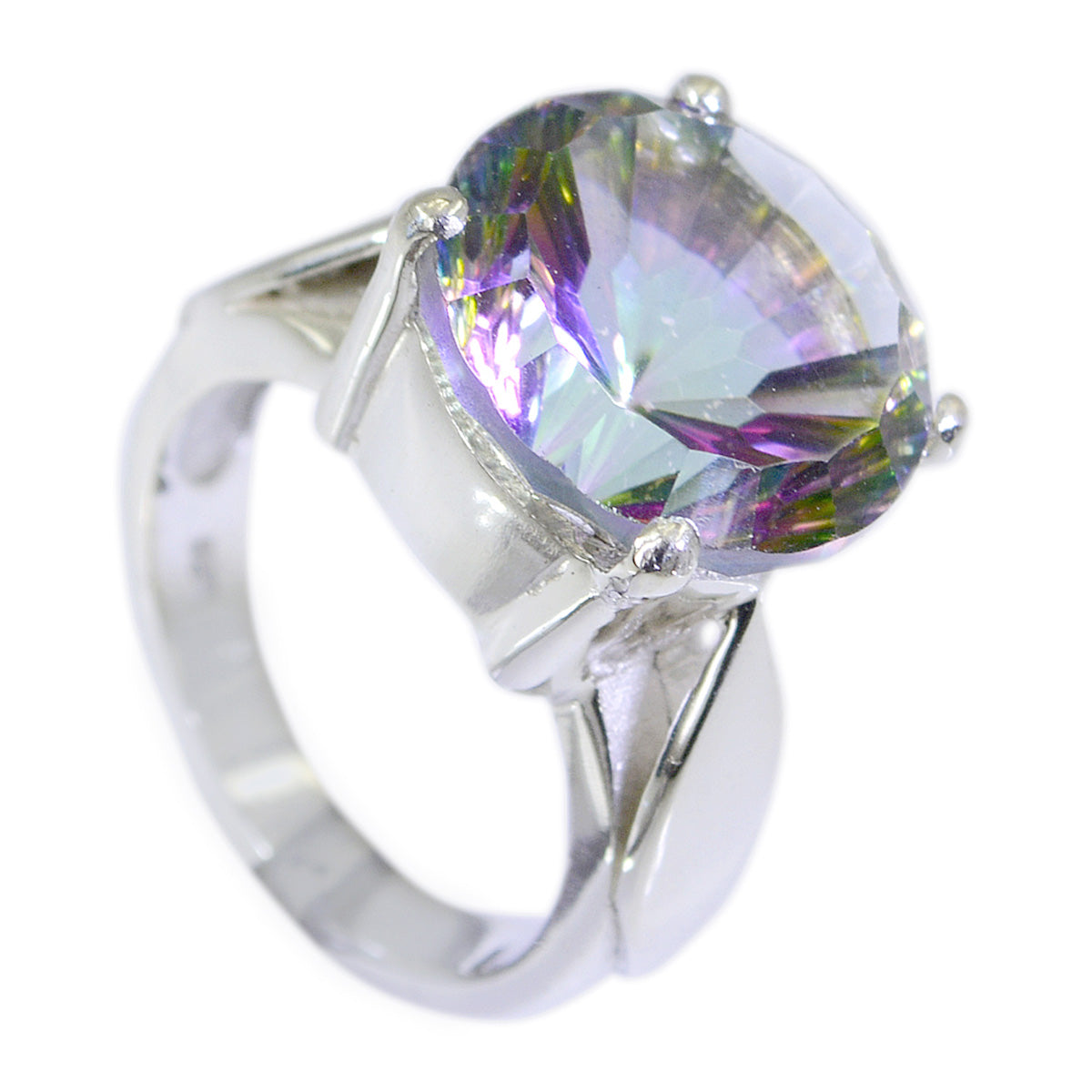 Mystic Quartz Solitaire African 92.5 Silver multicolor Gemstones Essential  Luxurious Ring Jewelry