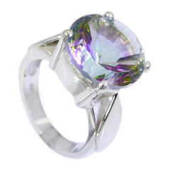 Mystic Quartz Solitaire African 92.5 Silver multicolor Gemstones Essential  Luxurious Ring Jewelry