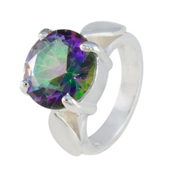 Mystic Quartz Solitaire African 92.5 Silver multicolor Gemstones Essential  Luxurious Ring Jewelry