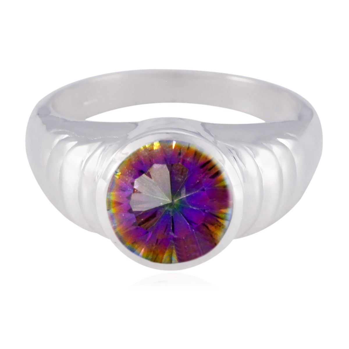 Mystic Quartz Solitaire Russian Silver multicolor Gems Versatile Fairytale Ring Jewellery