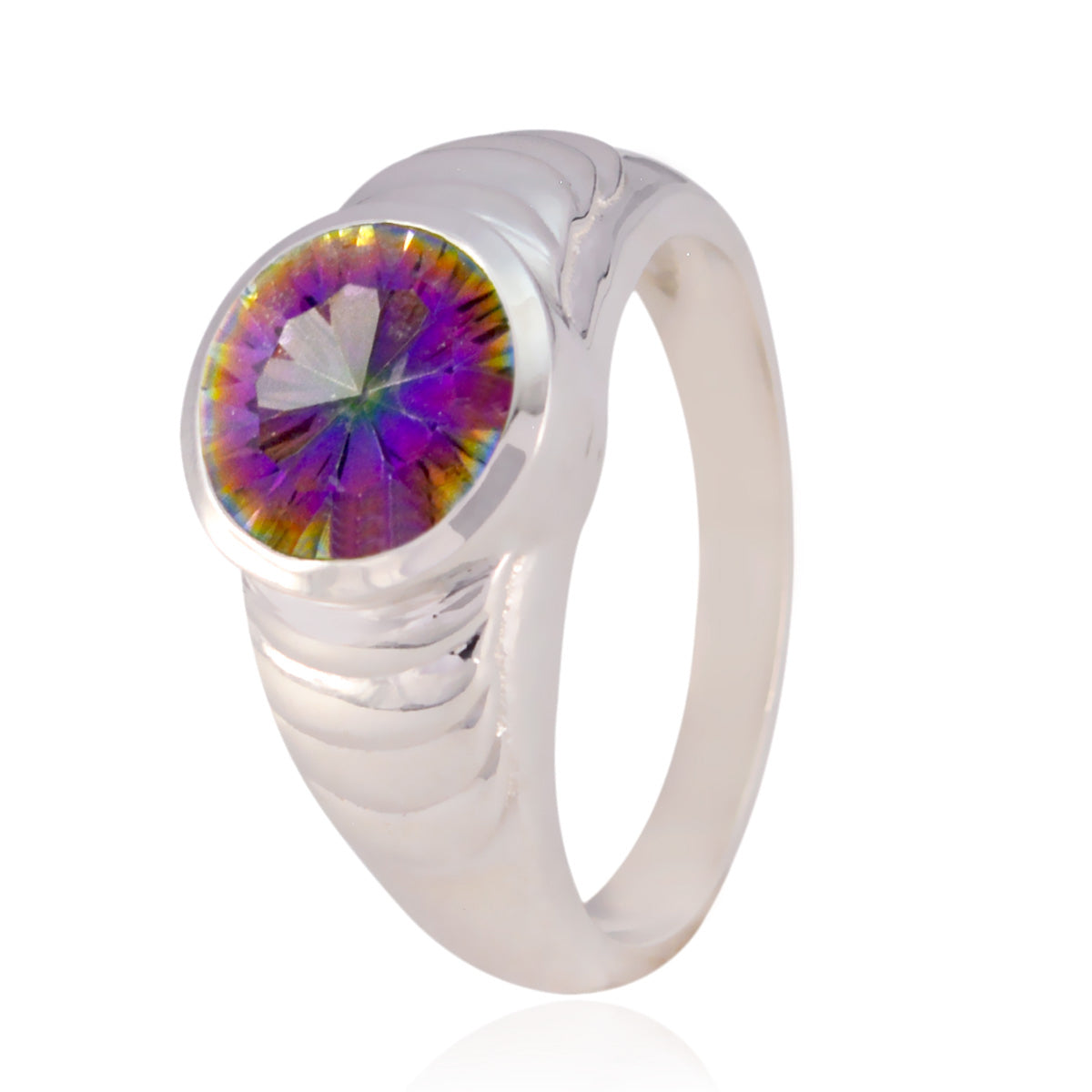 Bague de conte de fées polyvalente en argent russe avec solitaire en quartz mystique multicolore Image secondaire du produit