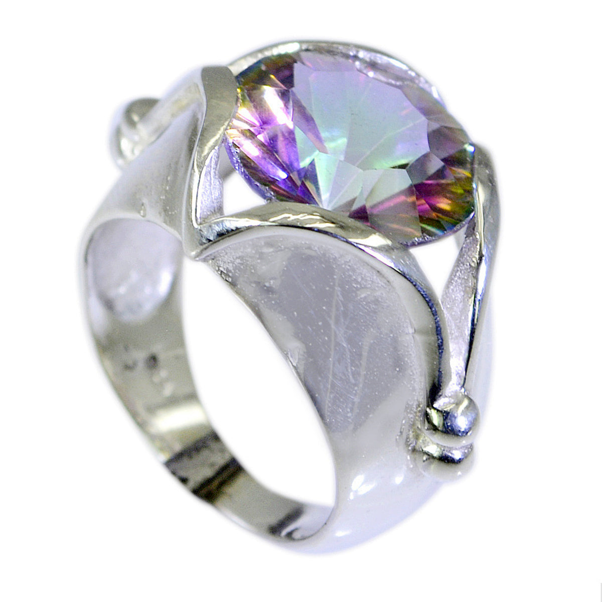 Mystic Quartz Solitaire German 925 Silver multicolor Gemstones Eye catching Luxurious Ring Jewellery
