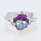 Mystic Quartz Solitaire German 925 Silver multicolor Gemstones Eye catching Luxurious Ring Jewellery
