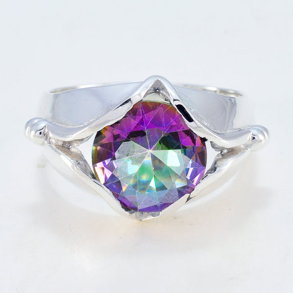 Mystic Quartz Solitaire German 925 Silver multicolor Gemstones Eye catching Luxurious Ring Jewellery