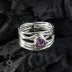 Mystic Quartz Solitaire Mexican Silver multicolor Gemstones Eye catching Rope Wire Band Jewellery