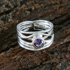 Mystic Quartz Solitaire Mexican Silver multicolor Gemstones Eye catching Rope Wire Band Jewellery