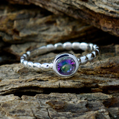 Mystic Quartz Solitaire Indian 92.5 Silver multicolor Gems Slim Glamorous Ring Jewelry