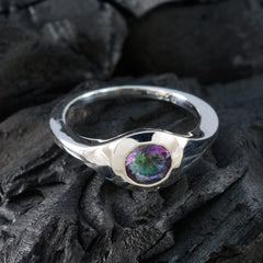 Mystic Quartz Solitaire Indian 92.5 Silver multicolor Gemstones Featherlight Abstract Ring Jewelry