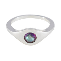 Mystic Quartz Solitaire Indian 92.5 Silver multicolor Gemstones Featherlight Abstract Ring Jewelry