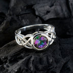 Mystic Quartz Solitaire Turkish 92.5 Silver multicolor Gemstone Dainty Fairytale Ring Jewellery