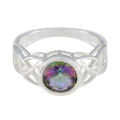 Mystic Quartz Solitaire Turkish 92.5 Silver multicolor Gemstone Dainty Fairytale Ring Jewellery