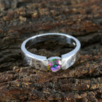 Mystic Quartz Solitaire German Sterling Silver multicolor Gems Slim Contemporary Ring Jewelry