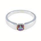 Mystic Quartz Solitaire German Sterling Silver multicolor Gems Slim Contemporary Ring Jewelry