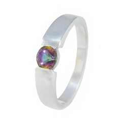 Mystic Quartz Solitaire German Sterling Silver multicolor Gems Slim Contemporary Ring Jewelry