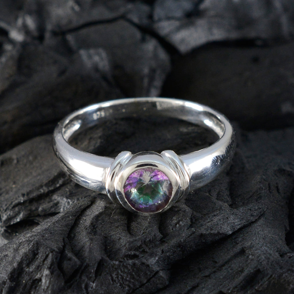Mystic Quartz Solitaire Egyptian 92.5 Silver multicolor Gems Featherlight Abstract Ring Jewelry