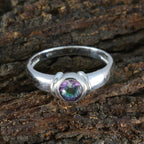 Mystic Quartz Solitaire Egyptian 92.5 Silver multicolor Gems Featherlight Abstract Ring Jewelry