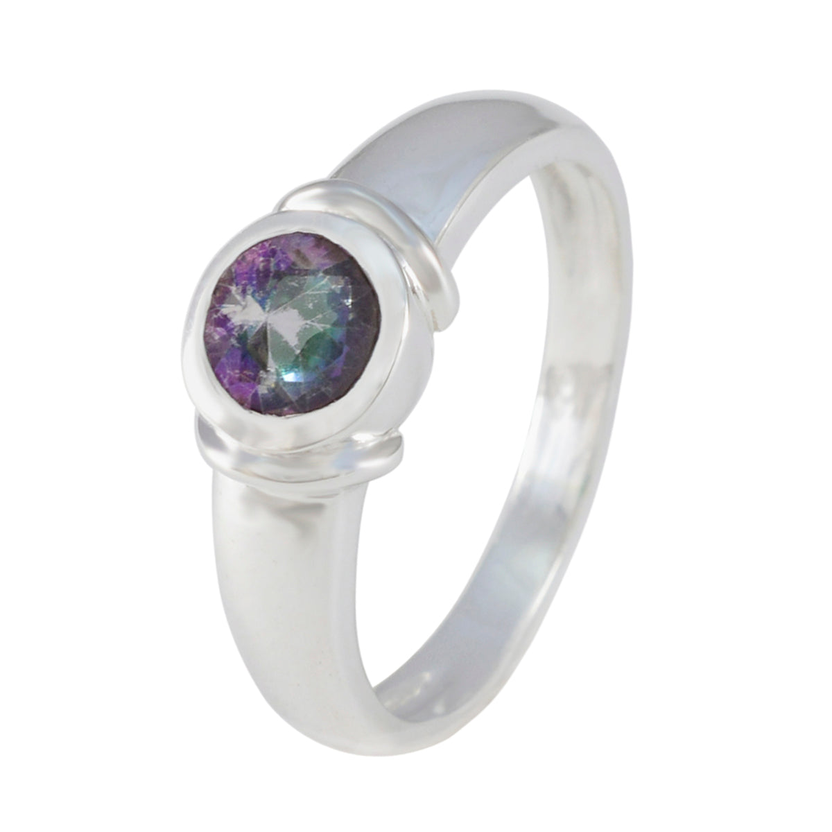 Mystic Quartz Solitaire Egyptian 92.5 Silver multicolor Gems Featherlight Abstract Ring Jewelry