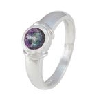 Mystic Quartz Solitaire Egyptian 92.5 Silver multicolor Gems Featherlight Abstract Ring Jewelry