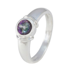 Mystic Quartz Solitaire Egyptian 92.5 Silver multicolor Gems Featherlight Abstract Ring Jewelry