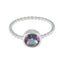 Mystic Quartz Solitaire American Sterling Silver multicolor Gemstones Delicate Twist Ring Jewellery