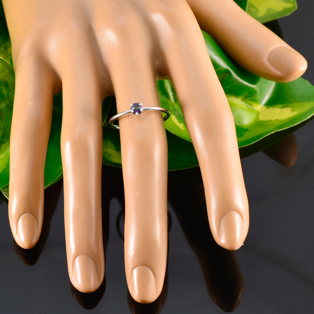 Mystic Quartz Solitaire Korean 925 Sterling Silver multicolor Gems Minimalist Sophisticated Ring Jewelry