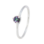 Mystic Quartz Solitaire Korean 925 Sterling Silver multicolor Gems Minimalist Sophisticated Ring Jewelry