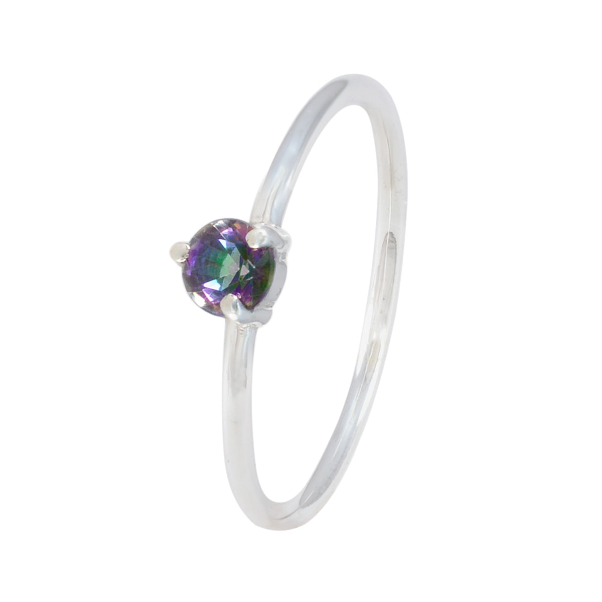 Mystic Quartz Solitaire Korean 925 Sterling Silver multicolor Gems Minimalist Sophisticated Ring Jewelry