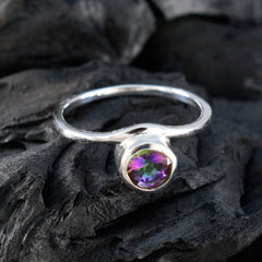 Mystic Quartz Solitaire Korean 92.5 Silver multicolor Gems Delicate Modern Ring Jewellery