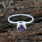 Mystic Quartz Solitaire Korean 92.5 Silver multicolor Gems Delicate Modern Ring Jewellery